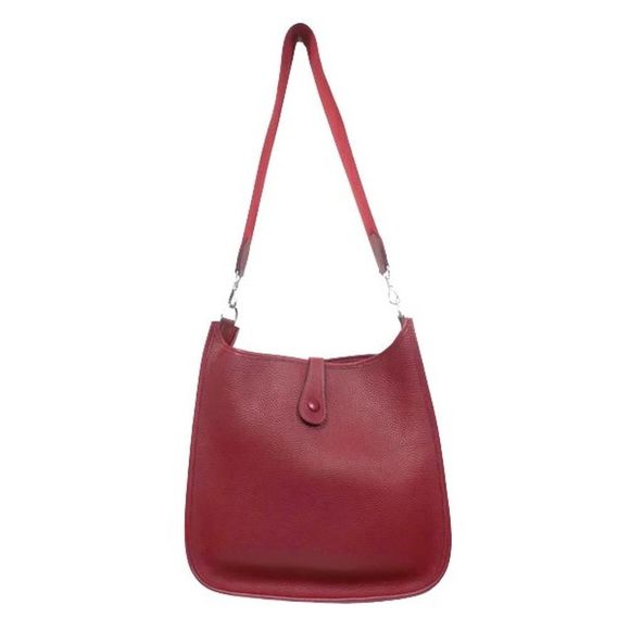 Hermes Bag Evelyn PM Shoulder Bag Taurillon Clemence Silver Red - Picture 2 of 2